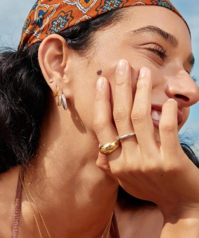 Alternative view of Ania Haie Two-Tone Sparkling Stud Hoop Earrings