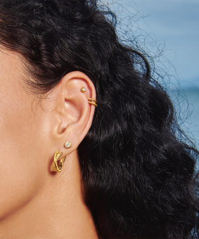 Alternative view of Ania Haie Gold Entwined Dual Huggie Hoop Earrings