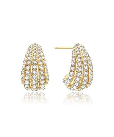 Ania Haie Gold Pavé Shrimp Stud Hoop Earrings