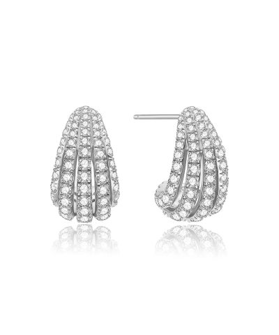Ania Haie Silver Pavé Shrimp Stud Hoop Earrings