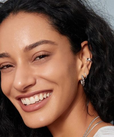 Alternative view of Ania Haie Silver Twisted Huggie Hoop Earrings