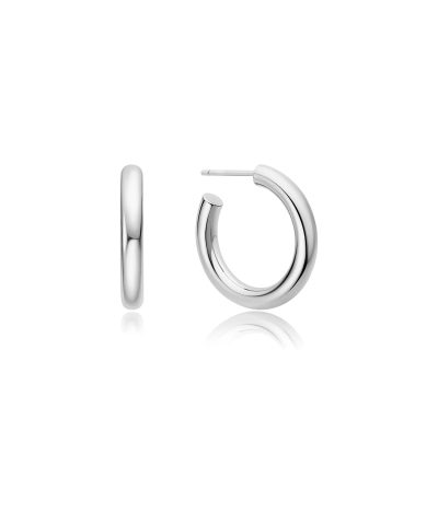 Ania Haie Silver Classic Tube Medium Huggie Hoop Earrings