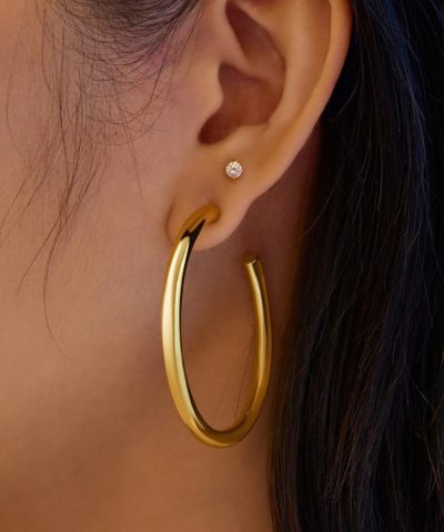 Alternative view of Ania Haie Gold Classic Tube Large Hoop Earrings