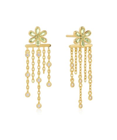 Ania Haie Gold Floral Tassel Drop Stud Earrings
