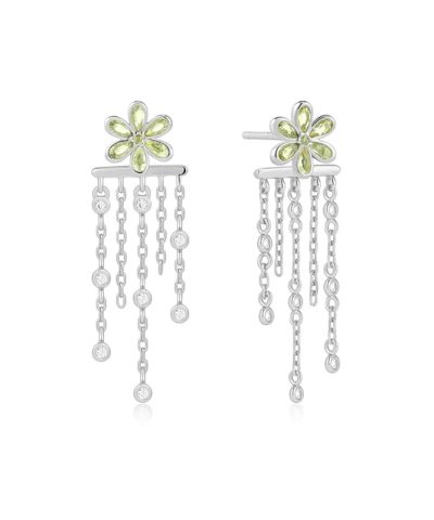 Ania Haie Silver Floral Tassel Drop Stud Earrings