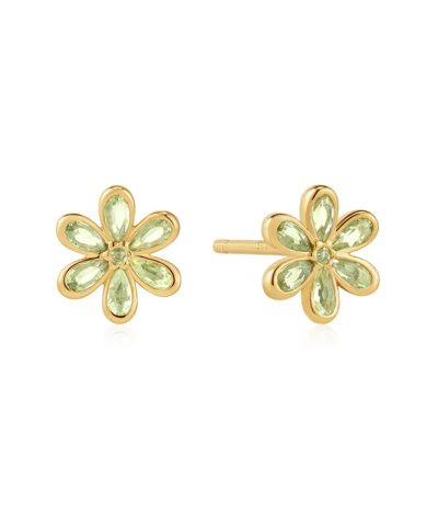 Ania Haie Gold Mint Green Floral Stud Earrings