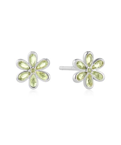 Ania Haie Silver Mint Green Floral Stud Earrings