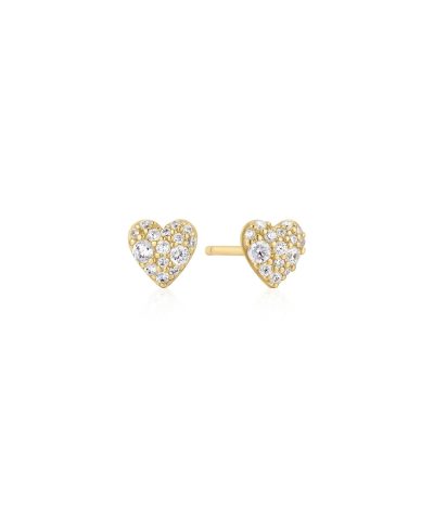 Ania Haie Gold Pavé Heart Stud Earrings