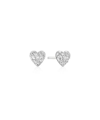 Ania Haie Silver Pavé Heart Stud Earrings