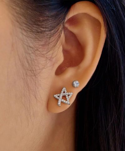 Alternative view of Ania Haie Silver Asymmetric Five-Point Star Stud Earrings