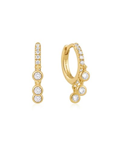 Ania Haie Gold Trio-Drop Huggie Hoop Earrings