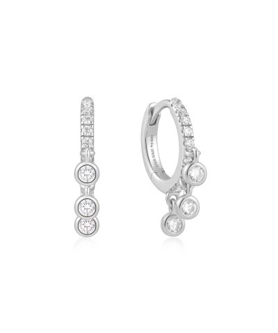 Ania Haie Silver Trio-Drop Huggie Hoop Earrings