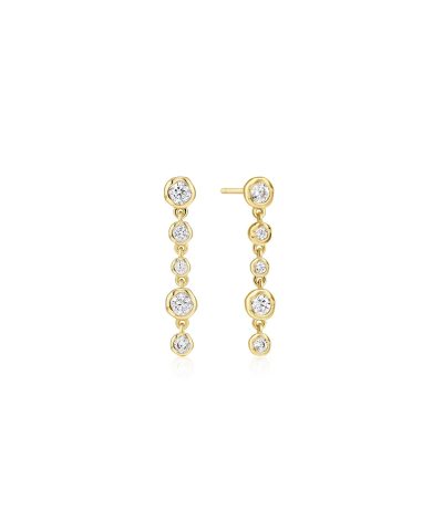Ania Haie Gold Molten Cascade Bezel-Set Drop Stud Earrings
