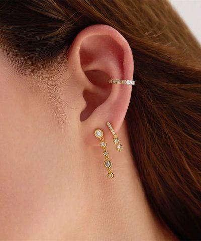 Alternative view of Ania Haie Gold Molten Cascade Bezel-Set Drop Stud Earrings