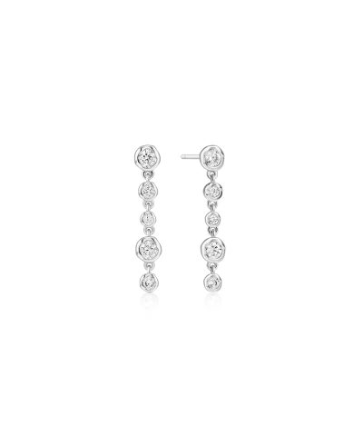 Ania Haie Silver Molten Cascade Bezel-Set Drop Stud Earrings