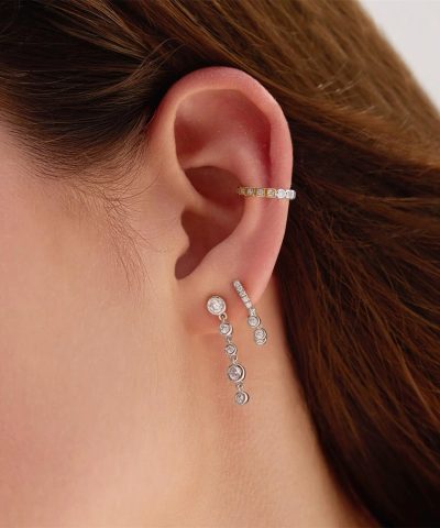 Alternative view of Ania Haie Silver Molten Cascade Bezel-Set Drop Stud Earrings