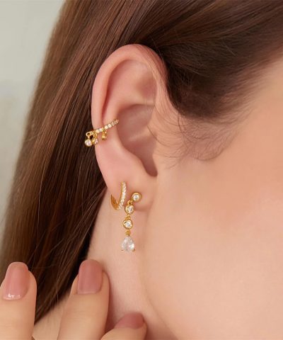 Alternative view of Ania Haie Gold Molten Cascade Bezel-Set Teardrop Stud Earrings
