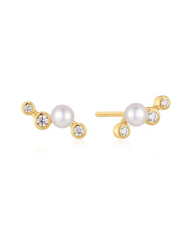 Ania Haie Gold Zig-Zag Shell Pearl Stud Earrings
