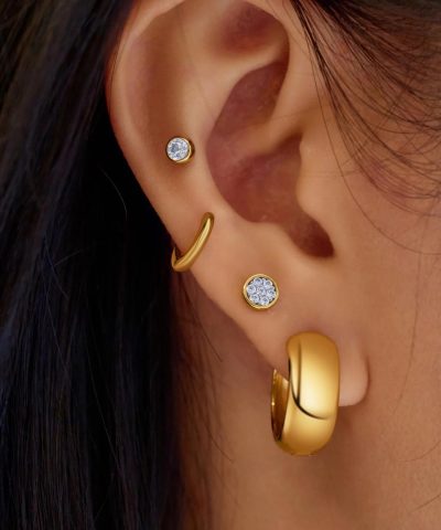 Alternative view of Ania Haie Gold Small Pavé Disc Stud Earrings