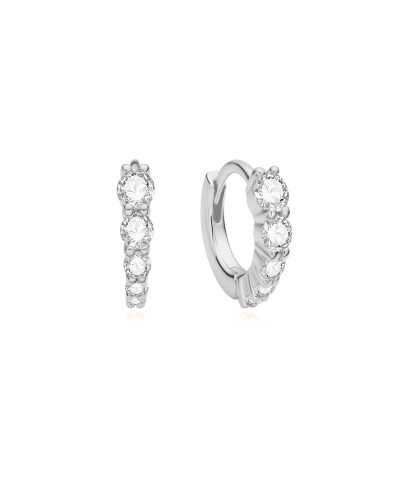 Ania Haie Silver Graduated Sparkle Huggie Hoop Earrings