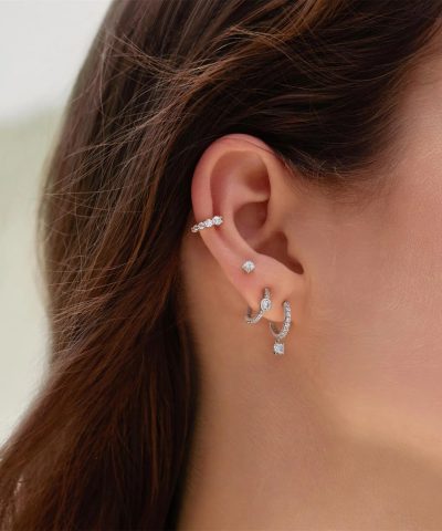 Alternative view of Ania Haie Silver Graduated Sparkle Huggie Hoop Earrings