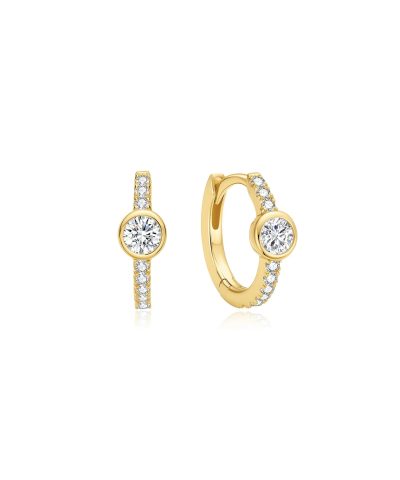 Ania Haie Gold Pavé Row & Bezel-Set Huggie Hoop Earrings