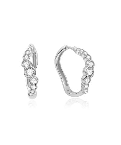 Ania Haie Silver Sparkling Tide Huggie Hoop Earrings
