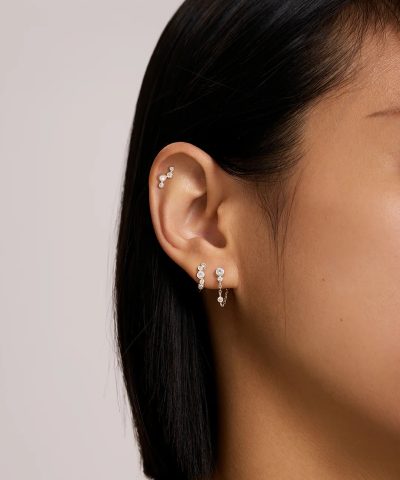 Alternative view of Ania Haie Silver Bezel-Set Drop Chain Stud Earrings