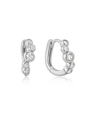Ania Haie Silver Small Sparkling Tide Huggie Hoop Earrings
