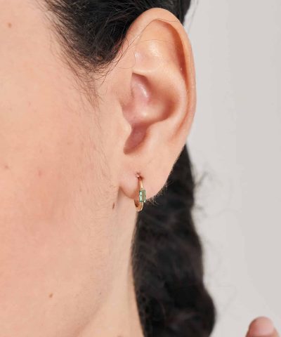 Alternative view of Ania Haie 14kt Gold Tourmaline Emblem Huggie Hoop Earrings