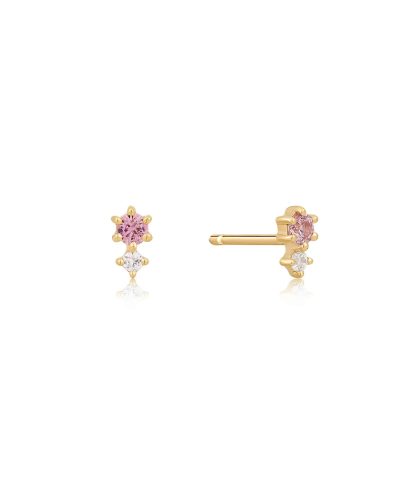 Ania Haie 14kt Gold White and Pink Sapphire Stud Earrings
