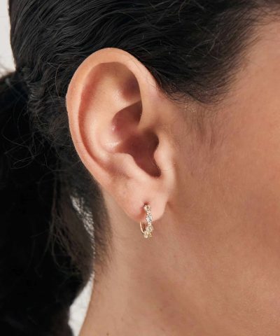 Alternative view of Ania Haie 14kt Gold White Sapphire and Blue Topaz Huggie Hoop Earrings