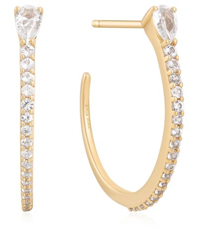 Ania Haie 14kt Gold White Sapphire Hoop Earrings