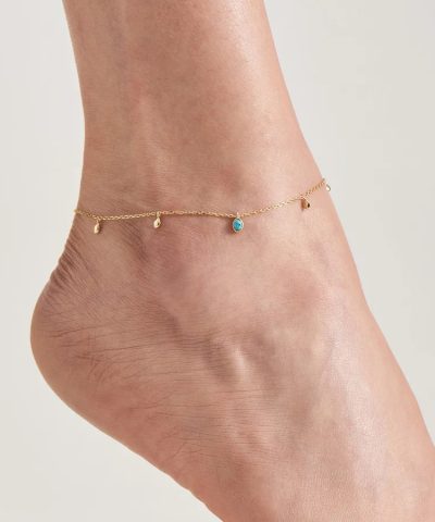 Alternative view of Ania Haie Gold Turquoise Drop Pendant Anklet