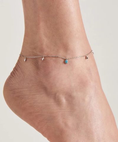 Alternative view of Ania Haie Silver Turquoise Drop Pendant Anklet
