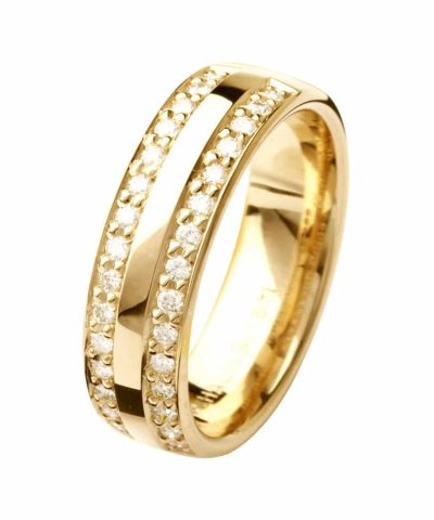 GD FOREVER gult gull giftering m/diamant 0,28 ct W/SI