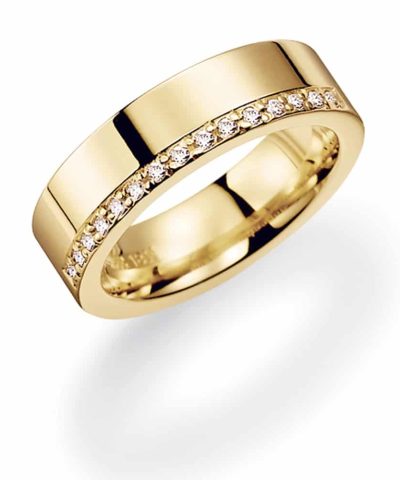 GD FOREVER gult gull giftering m/diamant 0,14 ct W/SI