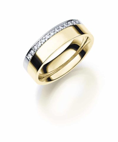 GD FOREVER gult + hv.gull giftering m/diamant 0,14 ct W/SI