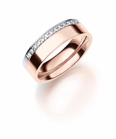 GD FOREVER rosé + hv.gull giftering m/diamant 0,14 ct W/SI