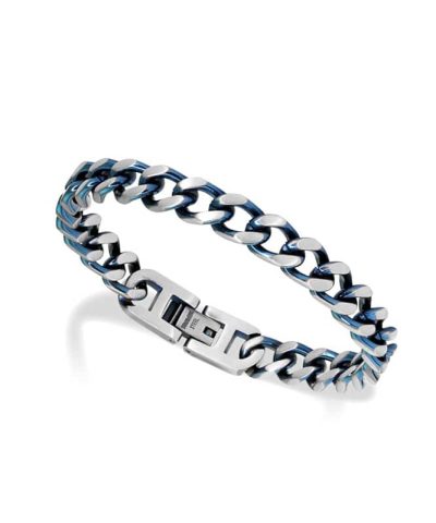 Bracelet Vintage steel DANDY 8mm Bicolor IP Blue 20,5cm
