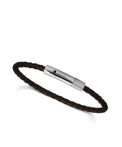 Bracelet DRIVER Steel 28mm with 3,5mm brown braided strap