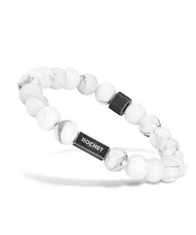 Bracelet ZEN with Beads 8mm Howlite and Knurled vintage steel