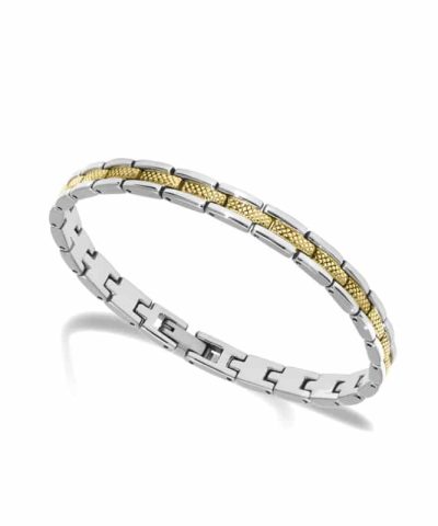 Bracelet Steel SANTORIN 6mm Bicolor IP Gold 21cm