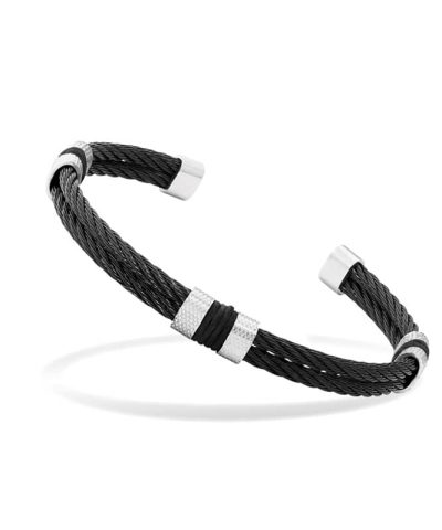 Bangle IP Black CABESTAN 5mm Cable/IP Black with Black thread