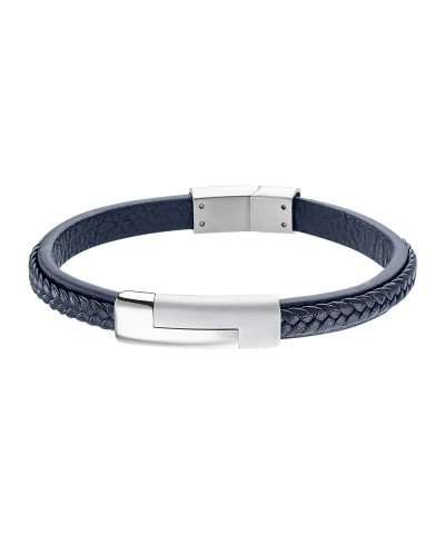 Lotus Style, armbånd i skinn og stål, blå (bredde 10,5 mm, lengde 19 cm) - LS1965-2-2