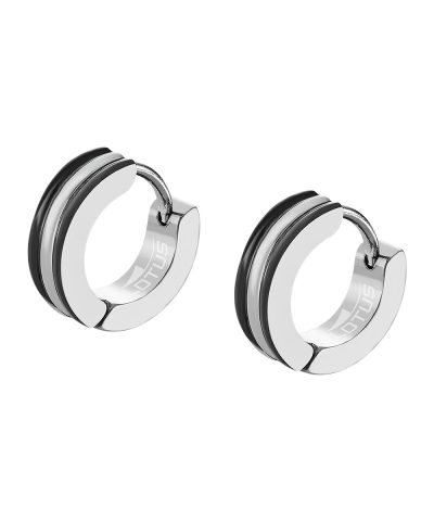 Lotus Style, ørepynt herre, stål med sorte detaljer (bredde 4 mm, ytre Ø 13 mm) - LS2151-4-1