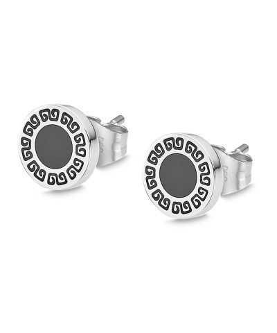 Lotus Style, ørepynt herre, stål, plate med sorte detaljer (bredde 8 mm) - LS2164-4-1