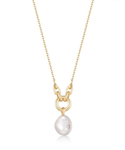 Ania Haie Gold Pearl Sparkle Pendant Necklace
