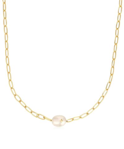 Ania Haie Gold Pearl Sparkle Chunky Chain Necklace