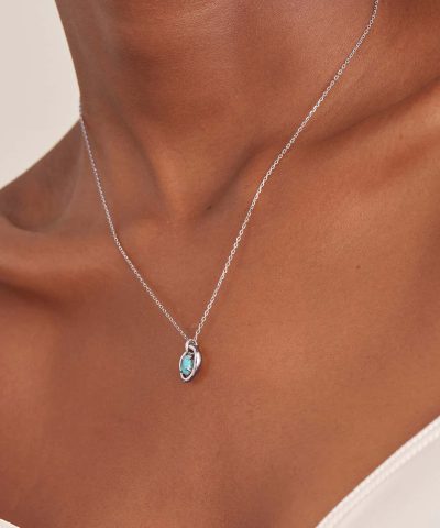 Alternative view of Ania Haie Silver Turquoise Wave Circle Pendant Necklace